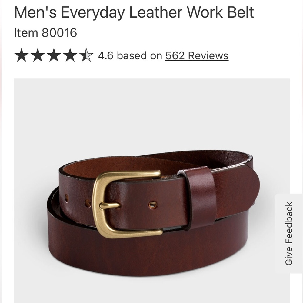 NWOT DULUTH Men’s Everyday Brown Leather Work Belt. Size 48. Style 80016